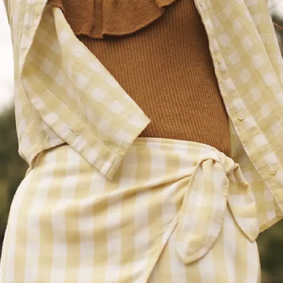 Sarong Midi Skirt in Gingham Check - Picture 6 of 6